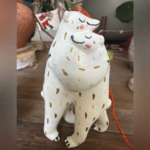 Anthropologie White and Gold Bear Ornament